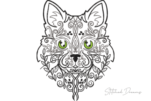 Animal Face Embroidery Motif Design