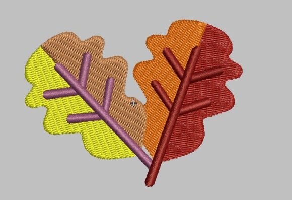 Autumn Two Leaf Embroidery Design