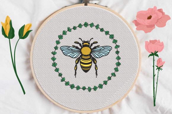 Bees and the Leaf Ring Embroidery