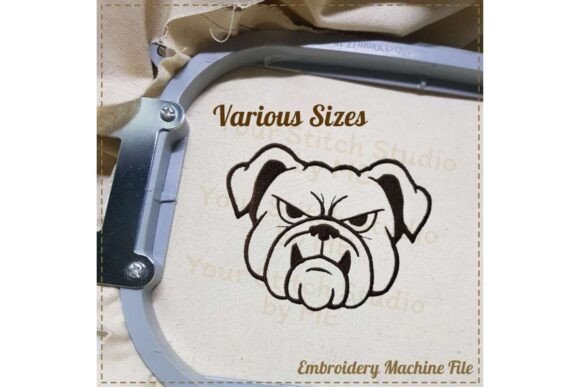 Bulldog Outline Embroidery Design