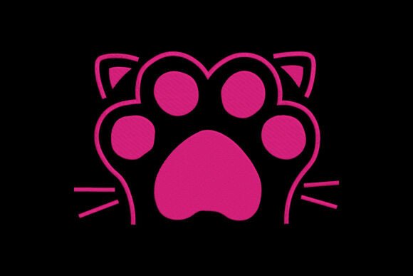 Cat Paw Embroidery Sweet Pink Cat Paw