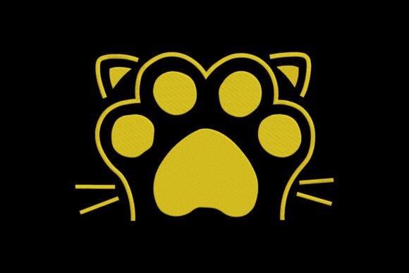Cat Paw Embroidery Yellow Cat Paw Print