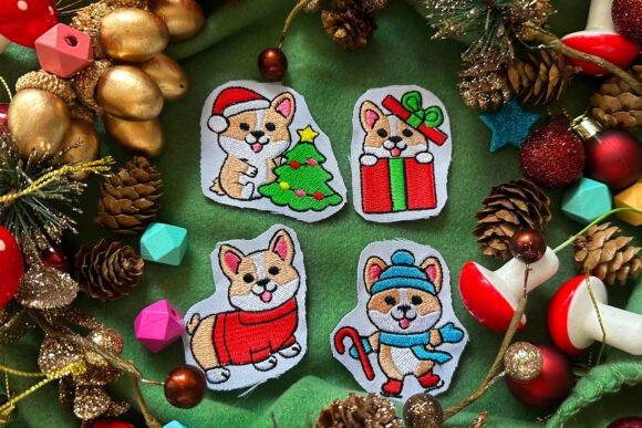 Christmas Corgi Machine Embroidery