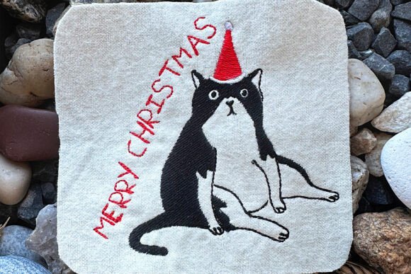 Christmas Fat Cat Machine Embroidery