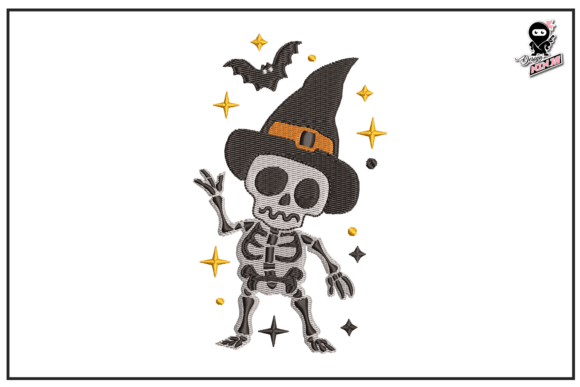 Funny Halloween Skeleton Embroidery