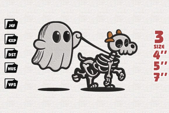 Ghost Walking Dog Embroidery File
