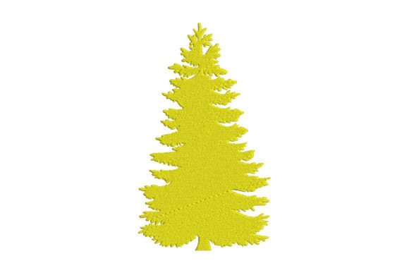 Retro Yellow Christmas Tree Embroidery