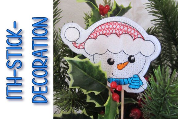 Snowman Stick Decoration Embroidery ITH